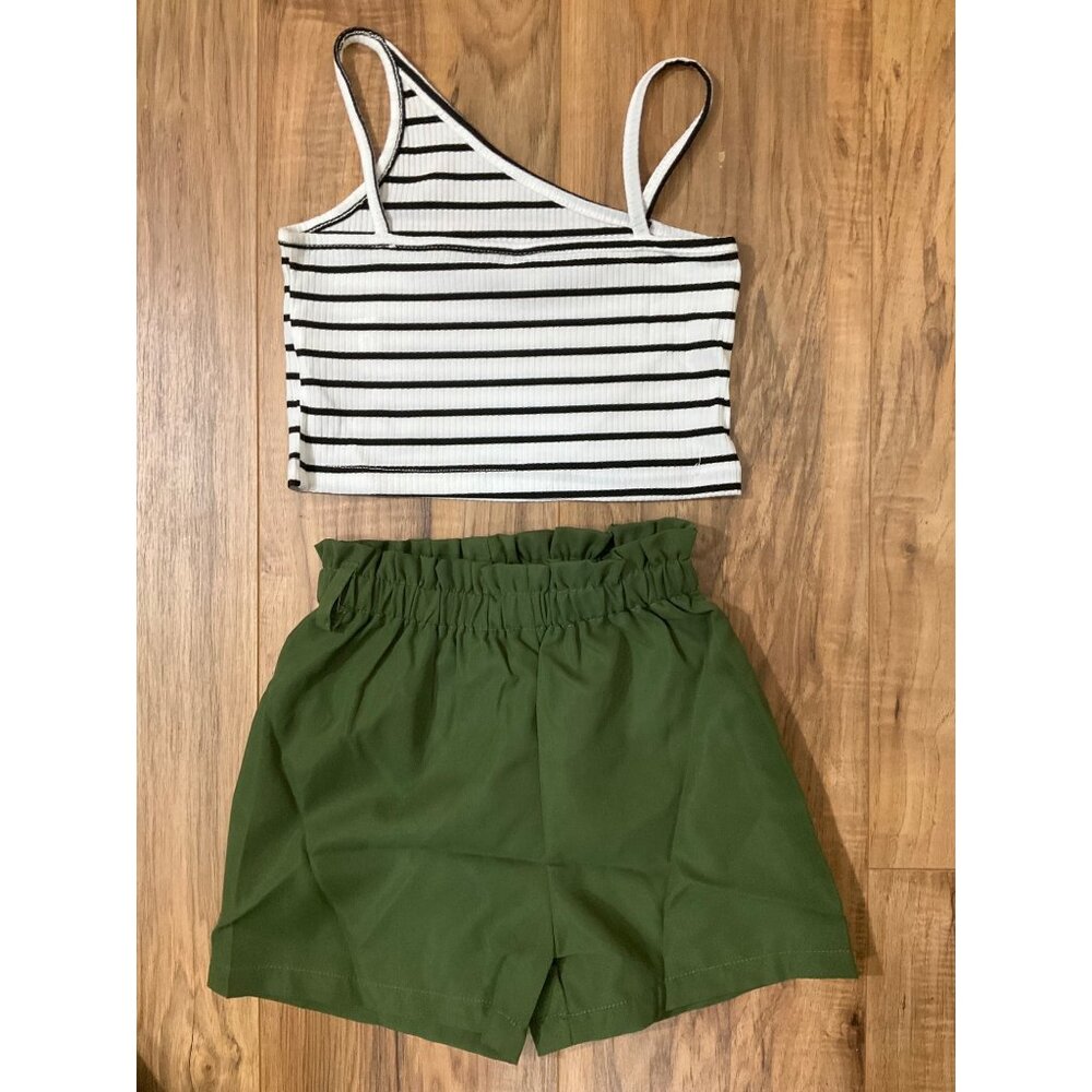 NWT Shein Girls Striped Tank Top and short pants outfit  Size: 6Y